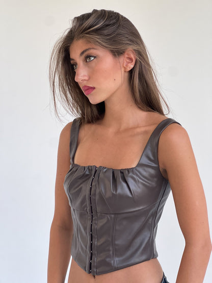 Vegan leather corset top - Corset