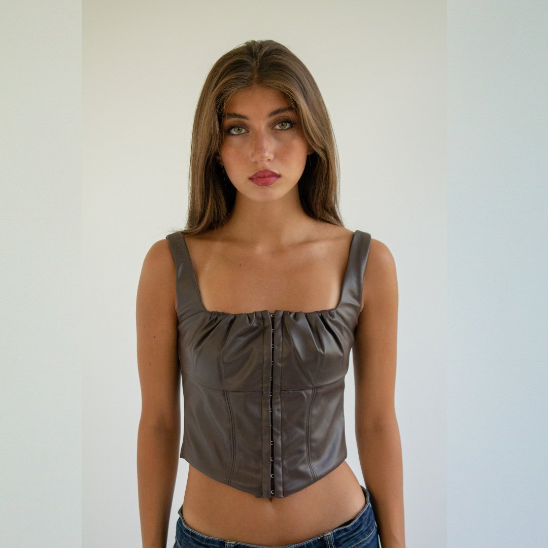 Vegan leather corset top - Corset